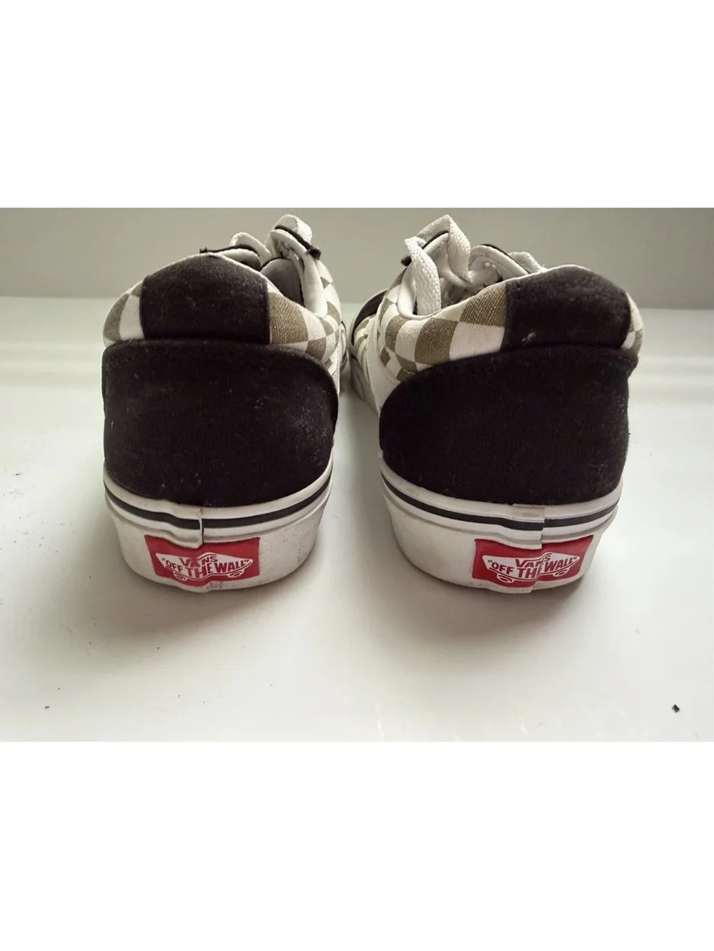 VANS Old Skool Checkered LowTop Sneakers Black White Beige- Women’s 7.5 - Mens 6